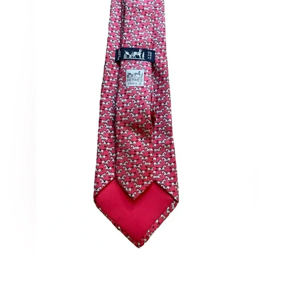 HERMES TIE 5573 MA Horse on 100% Silk Necktie - Picture 3 of 5